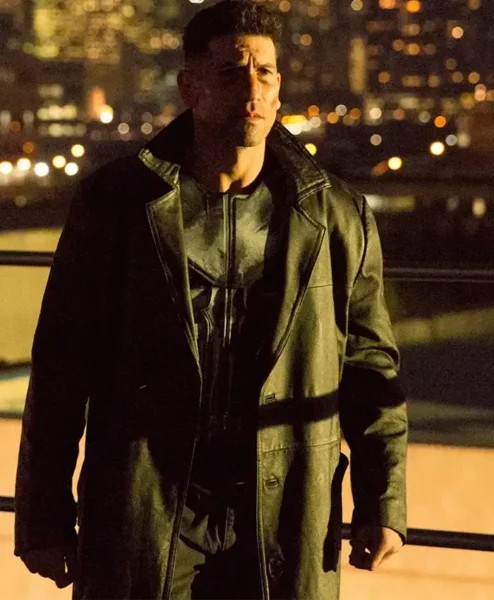 Jon Bernthal The Punisher Leather Trench Coat frontt.webp