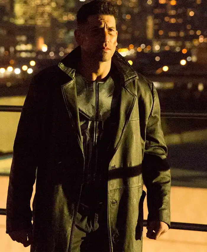 Jon Bernthal The Punisher Leather Trench Coat frontt.webp