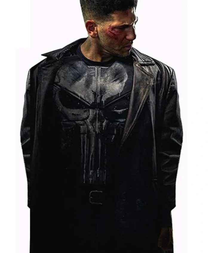 Jon Bernthal The Punisher Leather Trench Coat left.webp
