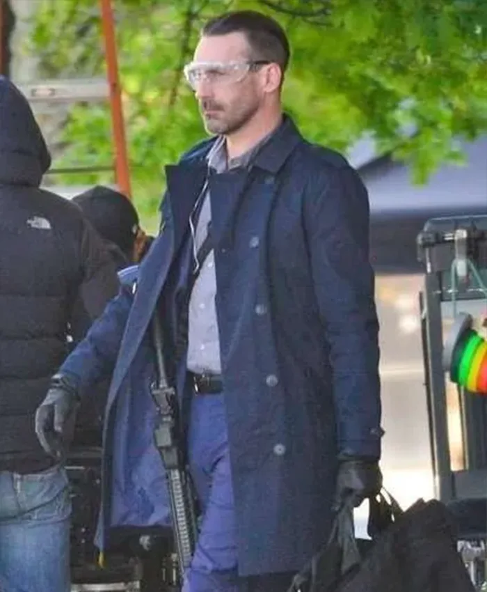 Jon Hamm Baby Driver Buddy Blue Long Trench Coat left.webp