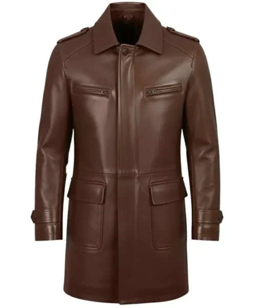 Joseph Mens Lambskin Brown Leather Coat Front.webp