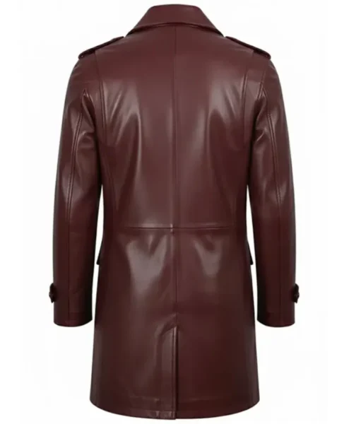 Joseph Mens Lambskin Maroon Leather Coat Back.webp