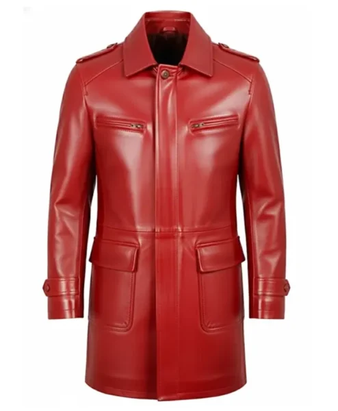 Joseph Mens Lambskin Red Leather Coat Front.webp