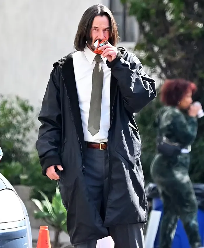 Keanu Reeves Good Fortune Black Coat.webp