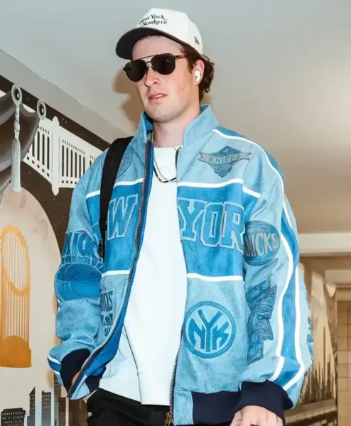 Knicks Cam Schlittler Blue Jacket