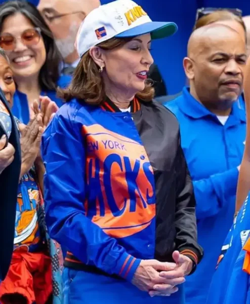 Knicks Victory Parade 2026 Kathy Hochul Varsity Jacket