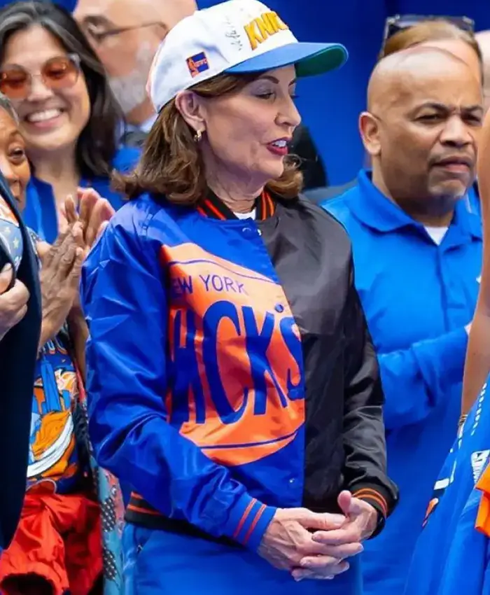 Knicks Victory Parade 2026 Kathy Hochul Varsity Jacket