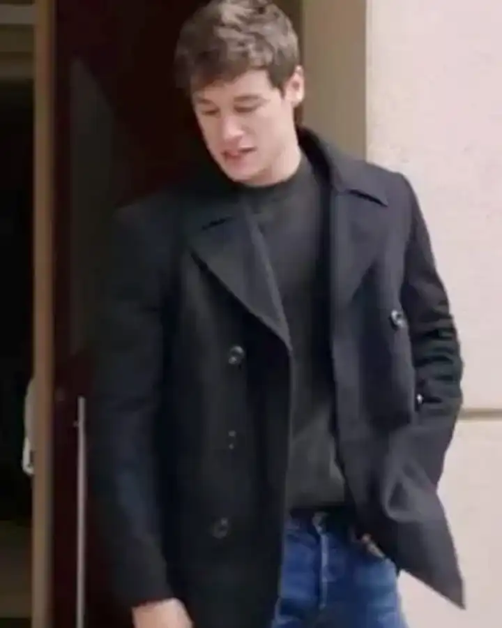 Kyle Allen The In Between Skylar Black Double Breasted Wool Pea Coat.webp