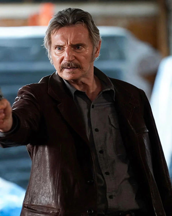 Liam Neeson Absolution Brown Leather Blazer.webp