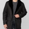 Marcus Shearling Fur Collar Black Sheepskin Coat.webp