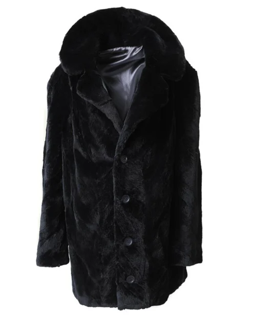 Mens Black Sheared Beaver Fur Warm Winter Coat.webp