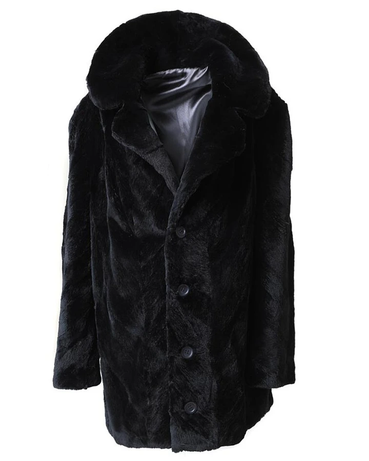 Mens Black Sheared Beaver Fur Warm Winter Coat.webp