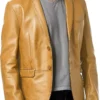 Mens Casual Genuine Sheepskin Leather Blazer Coat.webp