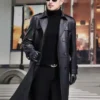 Mens Genuine Sheepskin Leather Trench Coat.webp