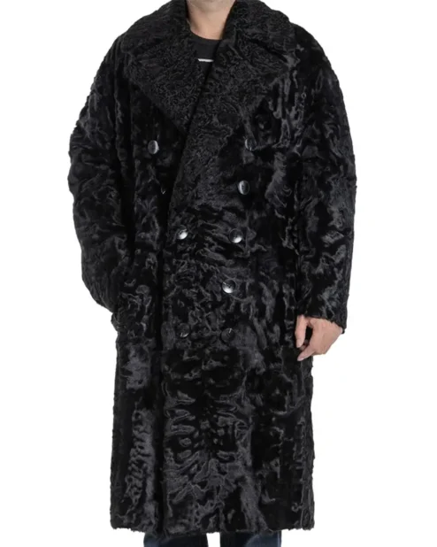 Mens Karakul Lamb Fur Double Breasted Trench Coat.webp