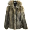 Mens Lynx Fur Fin Raccoon Collar Half Skins Grey Coat.webp