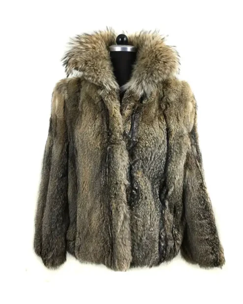 Mens Lynx Fur Fin Raccoon Collar Half Skins Grey Coat.webp