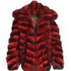 Mens Red and Black Hooded Chinchilla Bomber Coat.webp