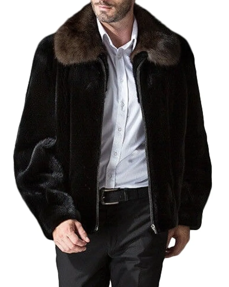 Mens Spread Mahogany Collar Mink Fur Coat.webp