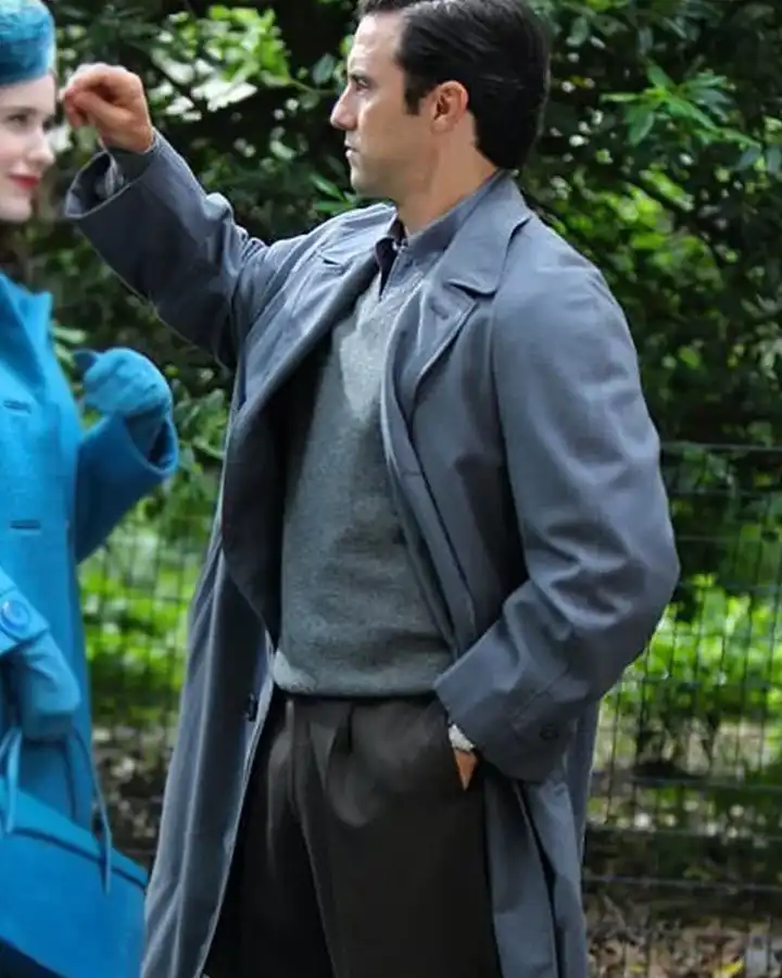 Milo Ventimiglia The Marvelous Mrs. Maisel TV Series Handsome Man Long Grey Coat.webp