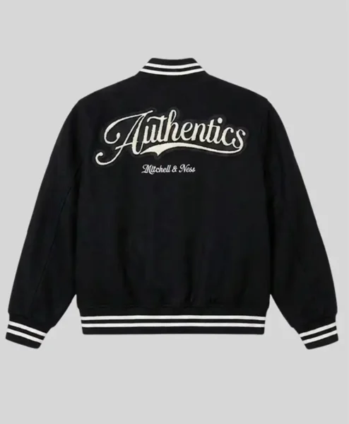 Mitchell Ness Black Authentic Wool Varsity Jacket Back