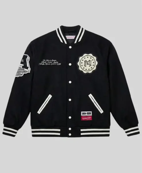 Mitchell Ness Black Authentic Wool Varsity Jacket Front