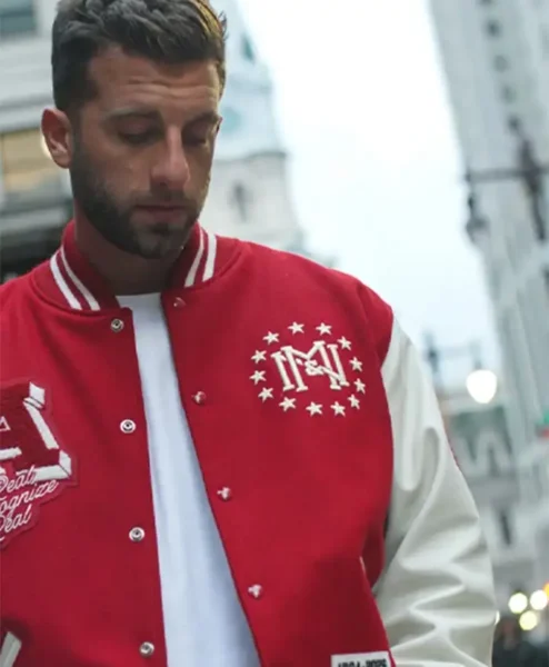 Mitchell Ness Red Authentic Branded Letterman Jacket