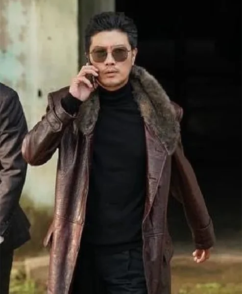My Name Mu jin Choi Brown Fur Collar Long Coat.webp
