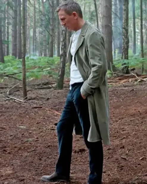 No Time To Die James Bond Duster Mid Length Tan Coat Back.webp