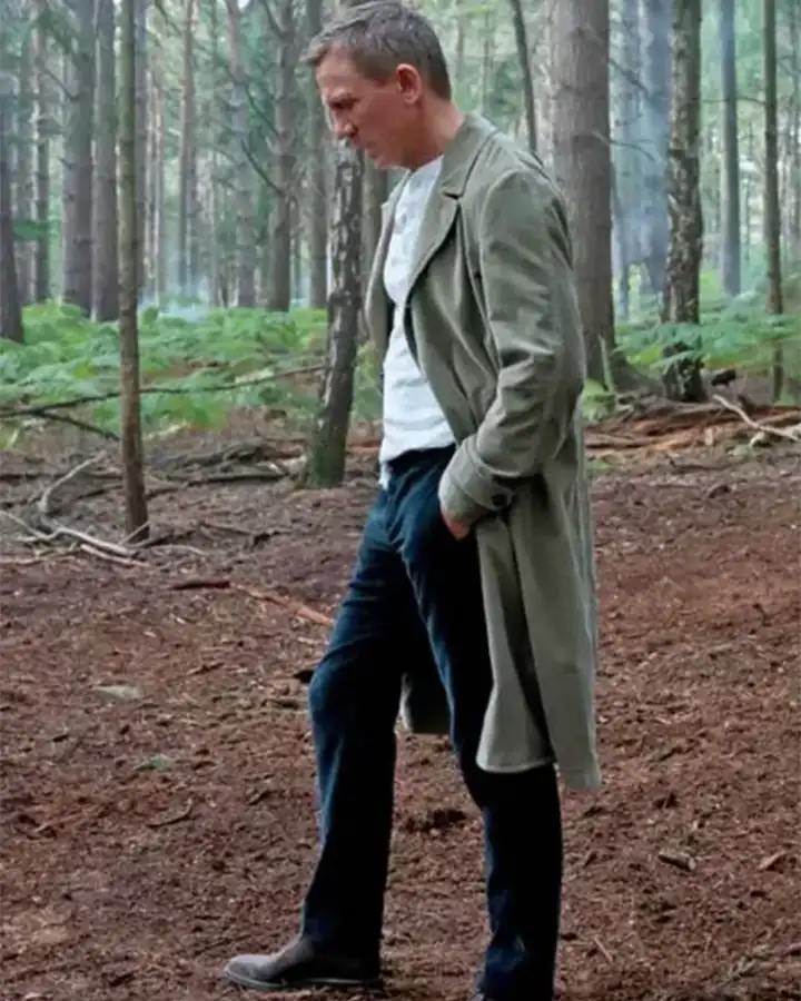 No Time To Die James Bond Duster Mid Length Tan Coat Back.webp