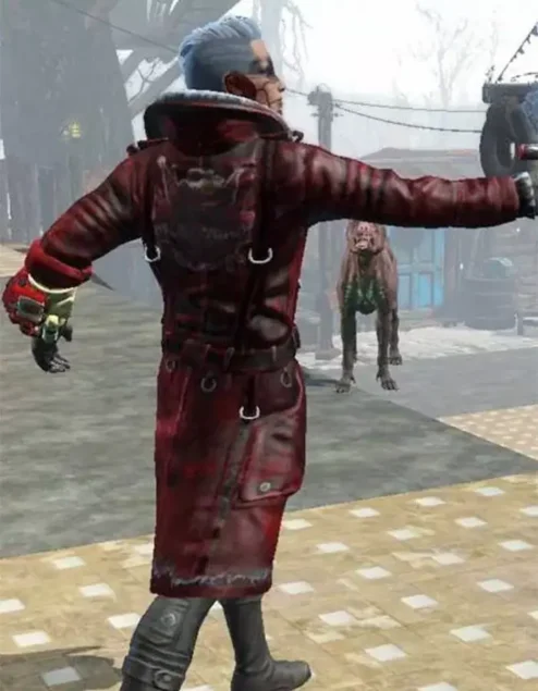 Nuka Raider Fallout 4 Red Long Leather Coat on Sale.webp