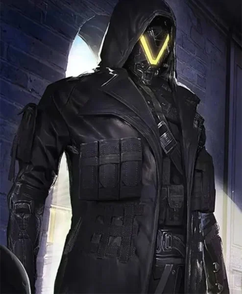 PUBG Season 11 Elite Agent Leather Long Trench Coat closeup.webp