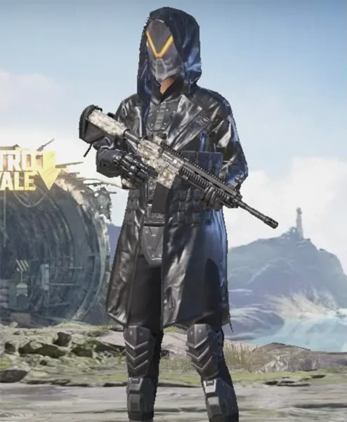 PUBG Season 11 Elite Agent Leather Long Trench Coat front.webp