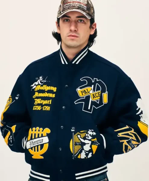 Palace Wolfgang Black Varsity Jacket Front