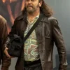 Pam and Tommy Nick Offerman Brown Leather Coat.webp