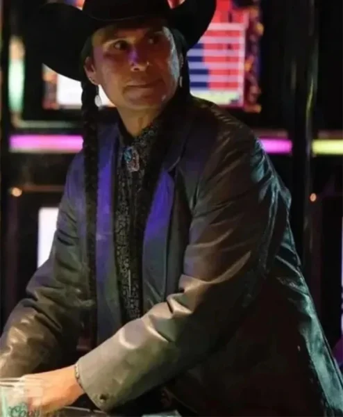 Rainwater Driver Yellowstone S04 Black Leather Blazer Coat left.webp