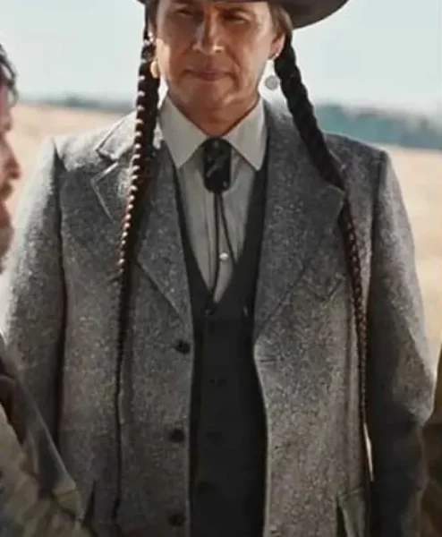 Rainwater Driver Yellowstone S04 Grey Wool Coat closeup.webp