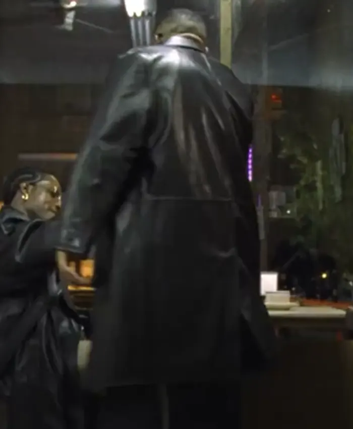 Rapper Nas 2026 Campaign Black Leather Coat Back.webp