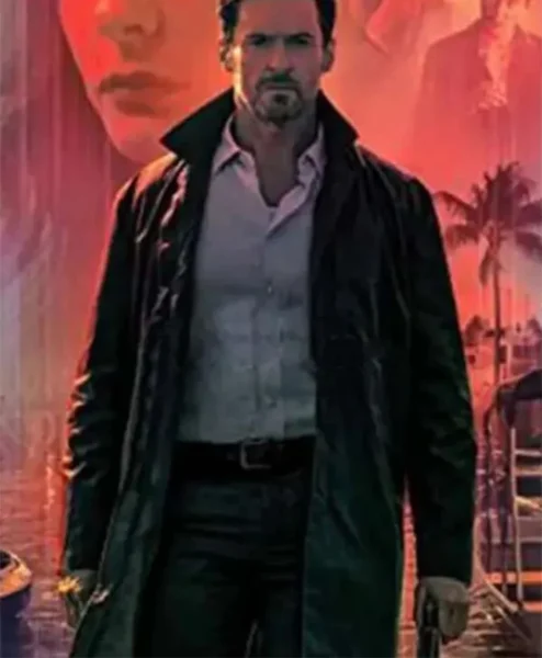 Reminiscence Hugh Jackman Mid Length Coat closeup.webp