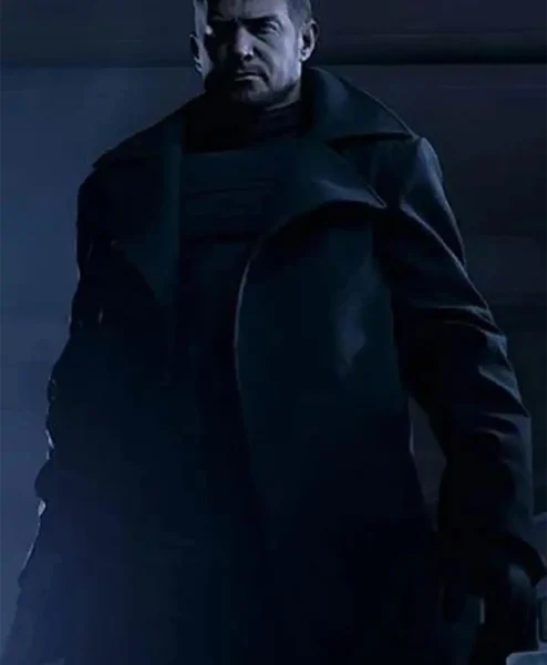 Resident Evil 8 Chris Redfield Black Long Trench Coat front.webp