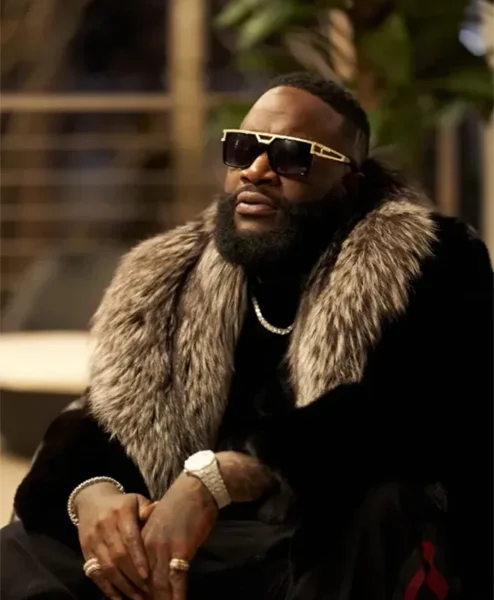 Rick Ross SuperFly Black Fur Coat front.webp