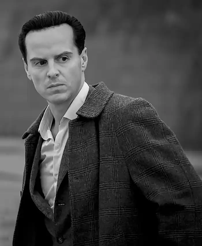 Ripley 2024 TV Series Tom Ripley Wool Coat pose.webp