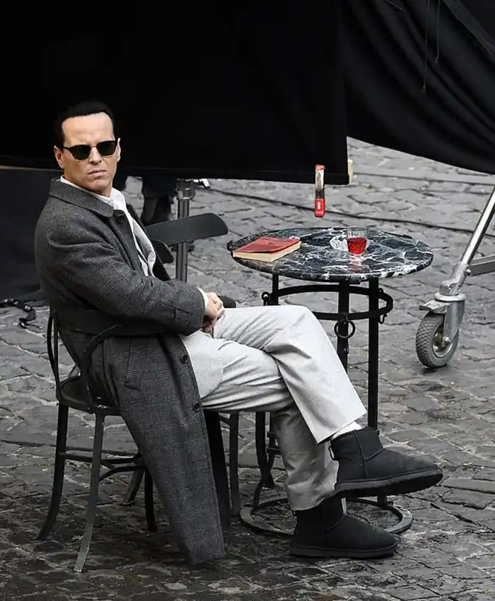 Ripley 2024 TV Series Tom Ripley Wool Coat side pose.webp