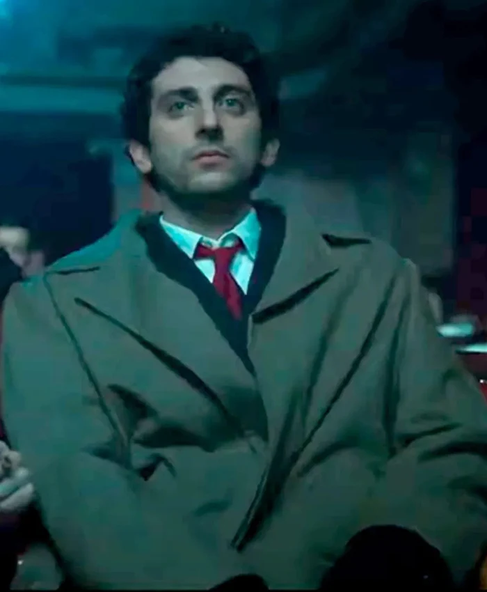 Robbing Mussolini Pietro Castellitto Brown Coat closeup.webp