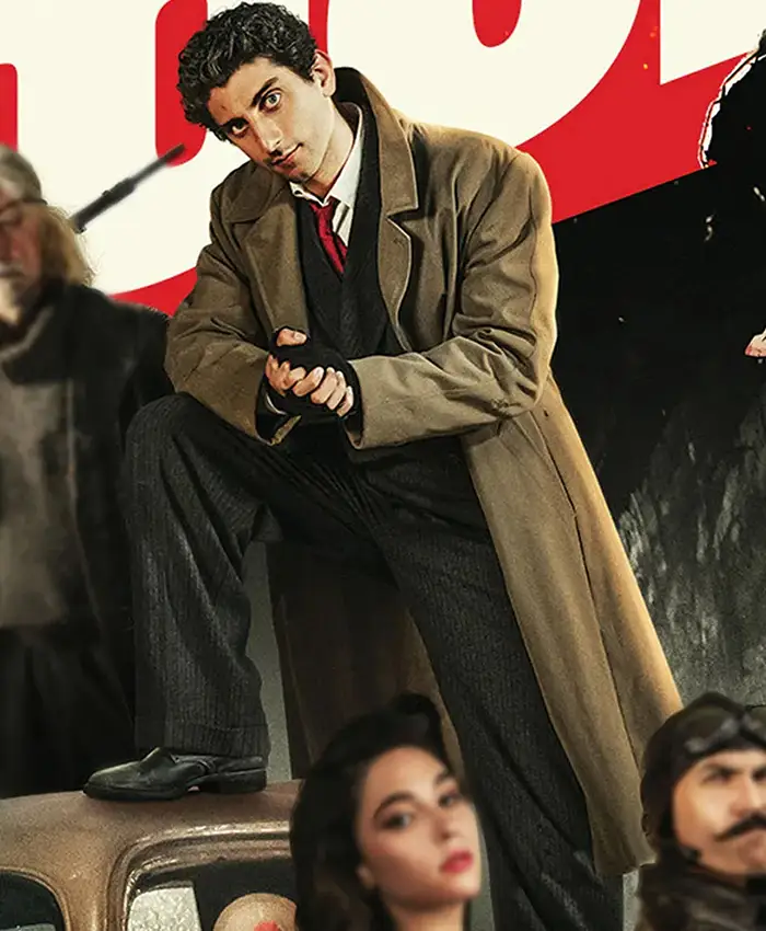 Robbing Mussolini Pietro Castellitto Brown Coat left.webp