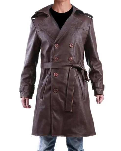 Rorschach Watchmen Double Breasted Brown Leather Coat.webp