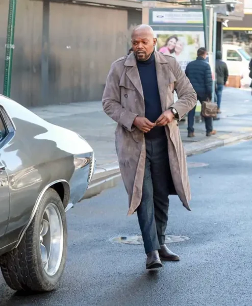 Samuel Jackson John Shaft Grey Long Coat left.webp
