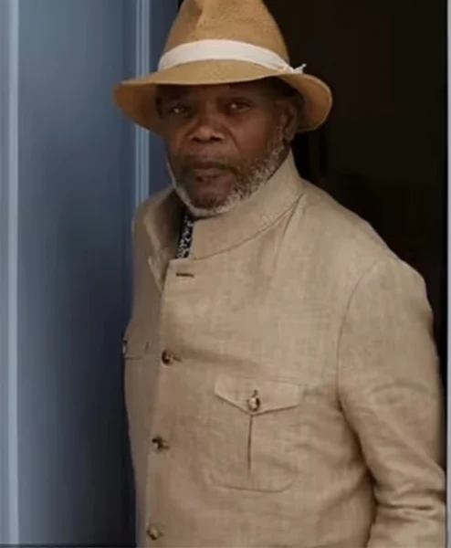Samuel L. Jackson Argylle 2024 Beige Coat leftt.webp