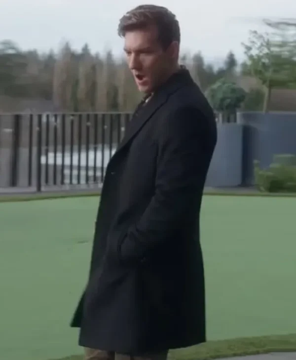 Scott Michael Foster Return to Office Black Wool Coat For Sale.webp