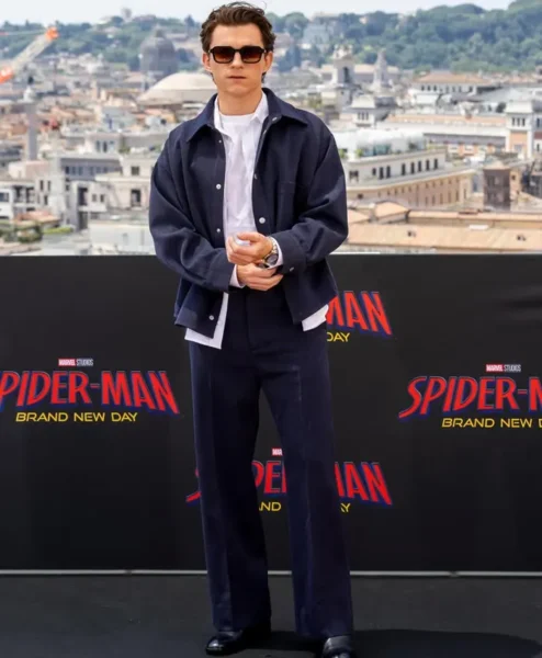 Spider Man New Day Tom Holland Blue Rome Wool Jacket